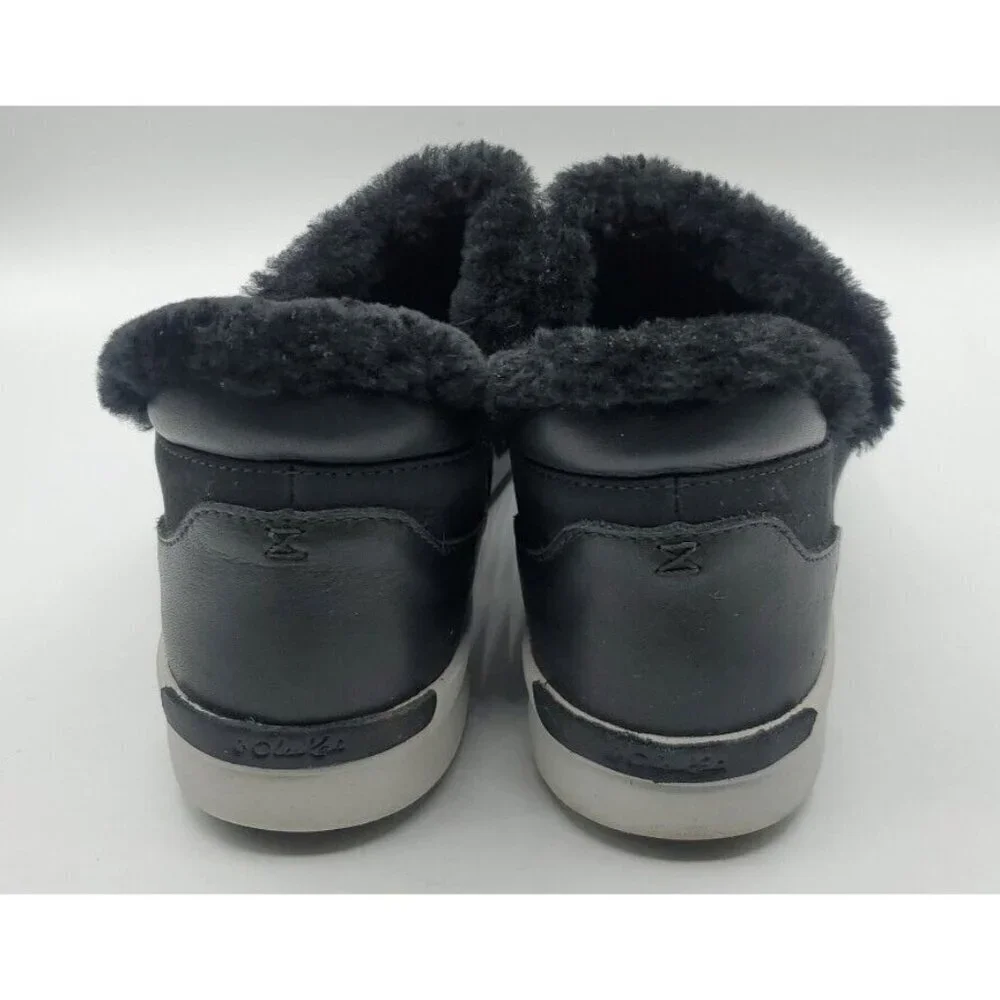 Olukai Malua Hulu Boots Women's Black Size 7 Shearling Lined Nubuck Leather